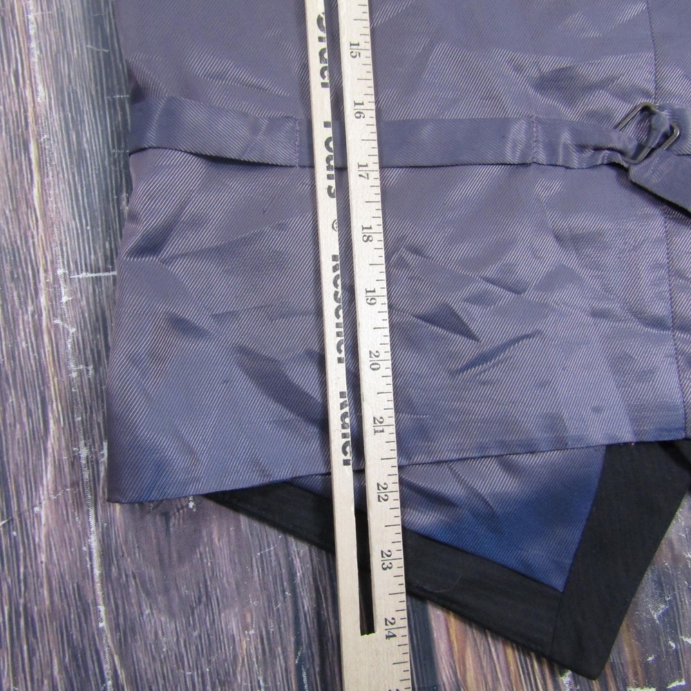 Suit Vest J. Ferrar Mens S Black Striped Polyester Rayon 3 Piece Slim Formal - Picture 6 of 6